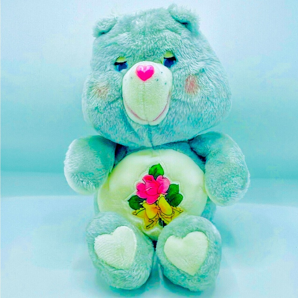 *SOLD*Vintage 1983 Care Bears Grams Bear 15” Plush Gray Flowers Grandma